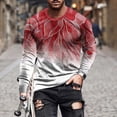 thumbnail image 1 of TIMIFIS Men's Print Graphic Optical T-Shirt Print Long Sleeve Daily Tops Basic Elegant Round Neck-RedFall s, 1 of 5