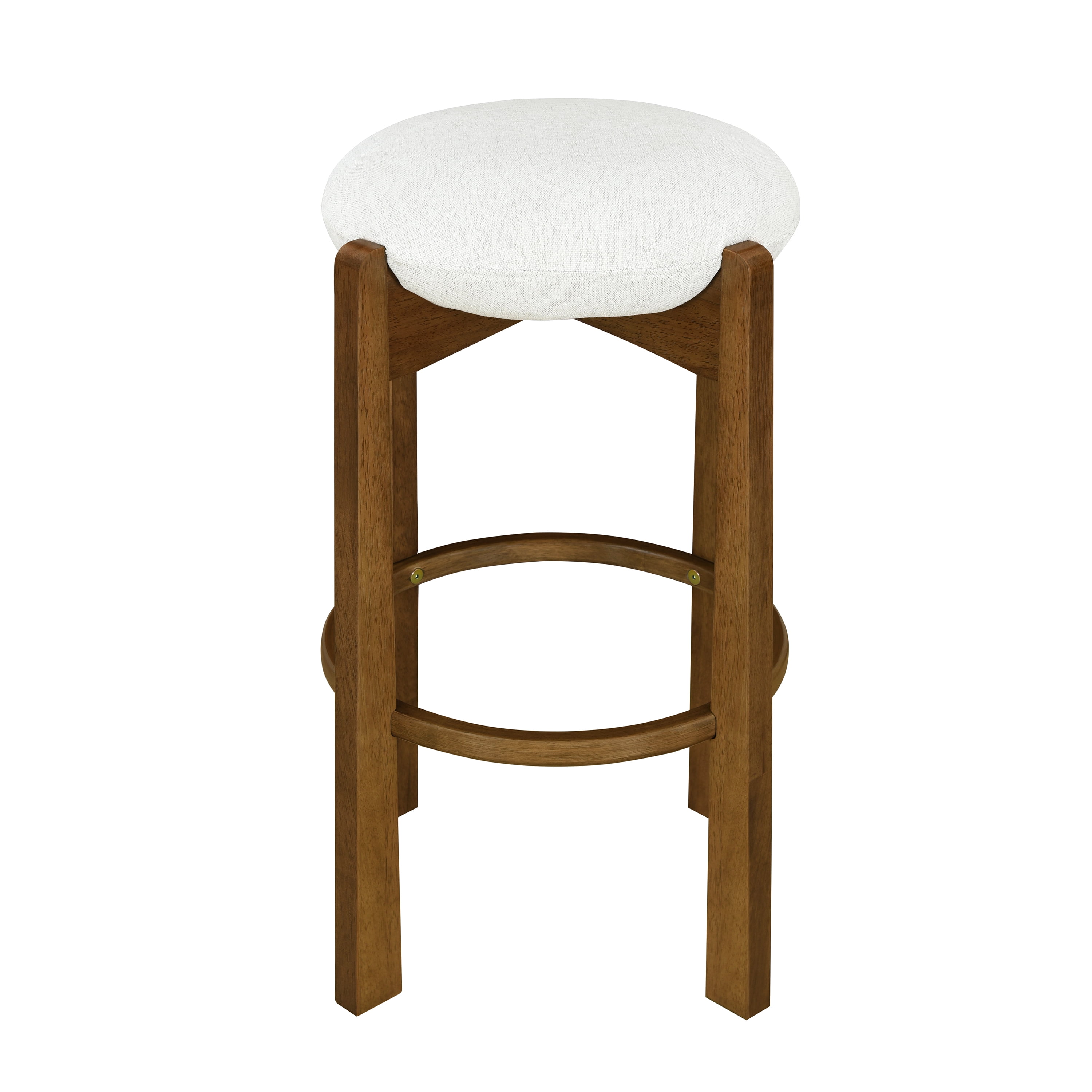 Ensemble de 4 tabourets de bar ronds Tara de Noble House, coussin rembourré ivoire, noyer et ivoire