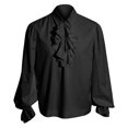 thumbnail image 1 of MYG Chemisier à Col Volanté Steampunk Médiéval Renaissance pour Homme Chemise de Pirate Vampire, 1 of 9