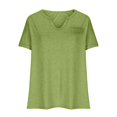 thumbnail image 3 of Jsaierl Women's Summer Solid Color Tops Plus Size Short Sleeve Notched V Neck Shirts Work Business Life Blouses, 3 of 6