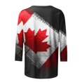 thumbnail image 4 of WEIYLL T-Shirts Chemises pour Femmes Manches 3/4 Fête du Canada Imprimé Feuille d'Érable Été Hauts Rouges Tailles m, 4 of 5