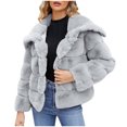 thumbnail image 1 of Hvobtty Veste en Molleton Décontractée à Manches Longues pour Femme, Manteau Chaud en Fausse Fourrure pour Femmes Dames Hiver Uni à Col Rabattu, 1 of 4