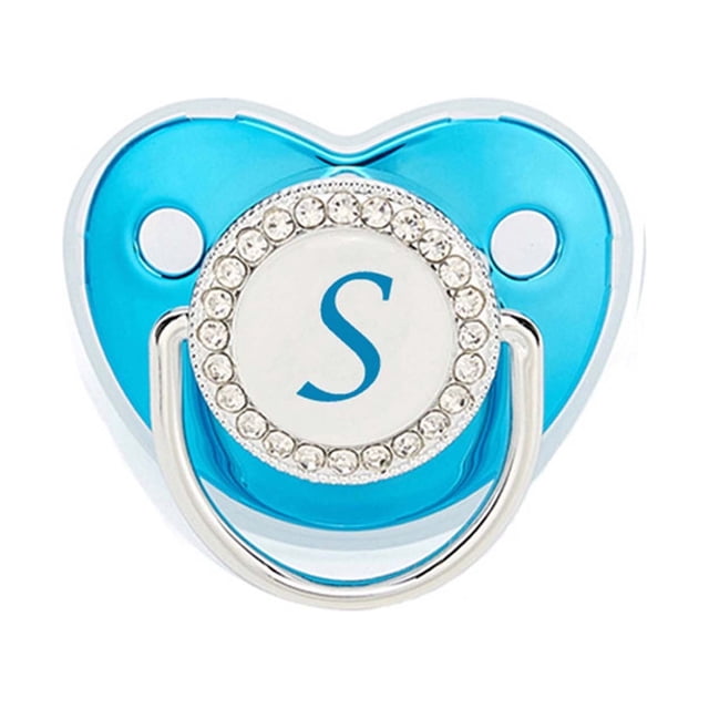 XZNGL Pacifier Clips Baby Girl Baby Pacifier 26 Letter Name Initials Clip Silicone Baby Pacifier Golden Shiny Newborn Pacifier Silicone Pacifier Clip