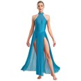 thumbnail image 1 of YUUMIN Costumes de Danse Lyrique pour Femmes Jupe Fluide Strass Robe Maxi Fendue Tenue de Danse Moderne Bleu Clair P, 1 of 5
