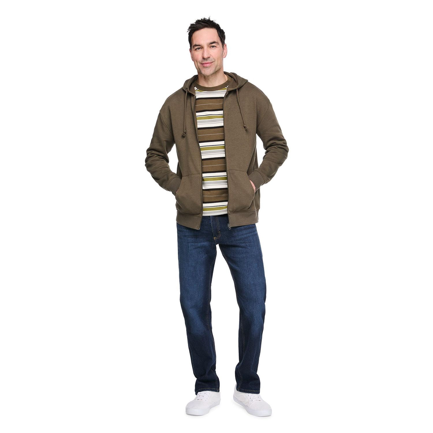 Chandail à capuchon zippé sur la longueur George pour hommes