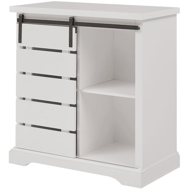 Armoire d'Accent à Porte Coulissante Style Ferme Moderne en Blanc