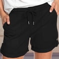 thumbnail image 3 of AherBiu Shorts de Randonnée pour Femmes à Cordon, Taille Haute, à Boutons, Ourlet Roulé, Couleur Unie, 3 of 4