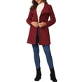 thumbnail image 2 of INSPIRE CHIC Manteau Trench Long Classique d'Hiver pour Femme à Col Montant avec Ceinture à Nouer S Rouge Foncé, 2 of 6
