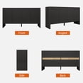 thumbnail image 4 of Buffet armoire de rangement avec portes et étagères, Buffet avec rangement, armoire de rangement Credenza pour cuisine, armoire cannelée en bois, armoire sous TV avec rangement - noir, 4 of 11