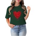 thumbnail image 4 of TIMIFIS T-Shirts à Manches Courtes de la Saint-Valentin pour Femmes Mode Décontractée Col Rond T-Shirt Imprimé Cœur d'Amour T-Shirt d'Été Ample Col Rond T-Shirts, 4 of 4