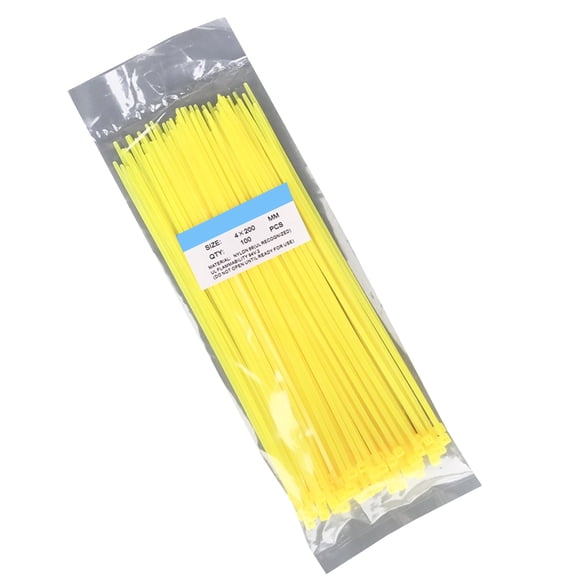 Youkk 100 Pcs Attaches de Câble en Nylon Autobloquantes 200mm Attaches de Fermeture Éclair en Plastique Sangles de Liaison de Fil Outils 8 Couleurs Jaune