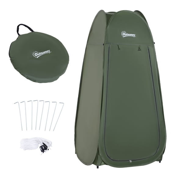 Outsunny Pop Up Shower Tent for Outdoor Camping Beach, Army Green