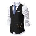 thumbnail image 4 of EGNMCR Tank Tops Men Men Solid Fashion Retro Have Pockets Single-breasted V-neck Tanks Tops Blouse, 4 of 9