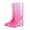 Pink, variant on Women's Gradient Jelly Rain Boots Mid Calf Four-Season Waterproof Garden Muddy Work Boots Non-Slip Sole Removable Fleece Lined Outdoor Shoes 34cm Height Black