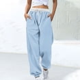 thumbnail image 2 of LLYwey Baseball Pants Adult Women Fashion Color Block Printed Drawstring Pants Workout Pants Female Long Pant Style H96 Light Blue XXL, 2 of 5