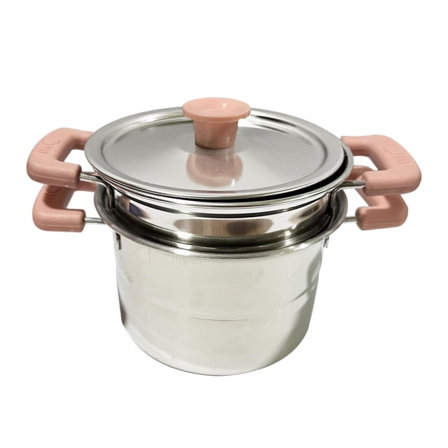 veasfak Frying Pan Soup Pot Stainless Steel with Kitchen Cookware, Multifunctional Egg Pink soup pot