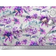 thumbnail image 3 of Soimoi Purple Satin Silk Fabric Leaves & Floral Decor Fabric Printed BTY 42 Inch Wide, 3 of 3