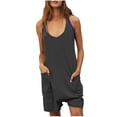 thumbnail image 1 of Dealovy Womens Rompers Sleeveless Spaghetti Strap V Neck Solid Color Lounge Shorts Jumpsuits with Pockets, 1 of 5