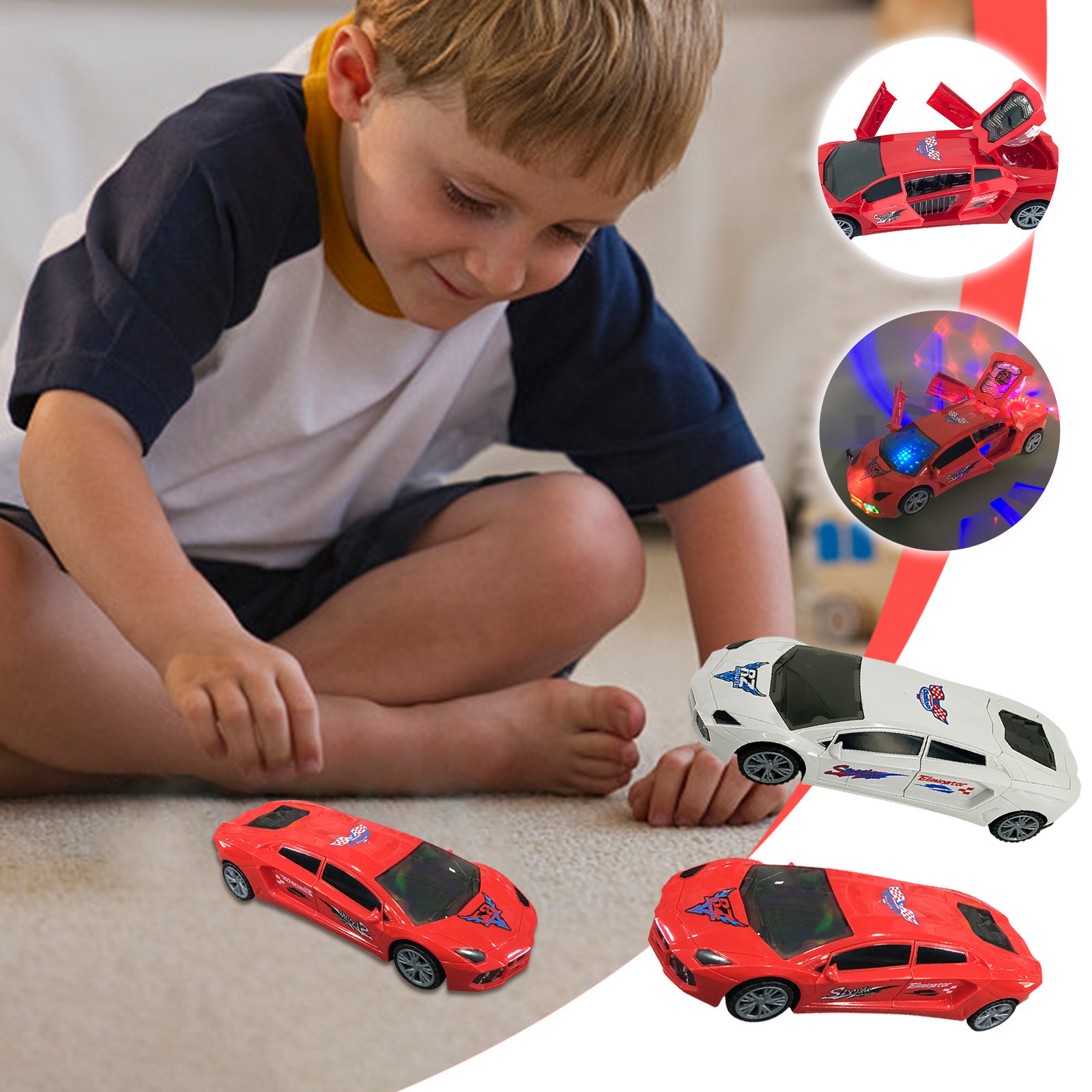 as show Double-Sided Stunt Rc Car, Flip Drift With Sound And Light, Music Dance, Automatic Rotation, Usb Rechargeable, 2.4G Remote Control