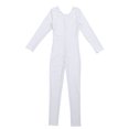 thumbnail image 3 of RUNQHUI Combinaison de Danse Ballet à Manches Longues pour Filles, Blanc TTG, 3 of 5