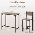 thumbnail image 3 of Costway Ensemble de 3 Pcs Table de Bar et Chaises Table de Cuisine avec 2 Tabourets de Bar pour Petit Espace, 3 of 9