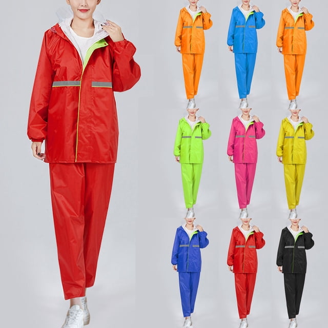 Sentmoon Ensemble de 2 Pcs Manteaux Imperméables pour Femmes et Pantalons de Randonnée avec Capuchon Manteau de Pluie à Manches Longues pour Femmes Imperméable Toutes Saisons Ponchos Zippés Ensemble Familial pour la Randonnée, le Camping