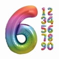 thumbnail image 2 of Rainbow Foil Balloon, Number 6 Shaped, 34", 2 of 2