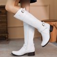 thumbnail image 2 of Womens Winter Boots With Belt Buckle Round Toe Low Heel Side Zipper Warm High Boots, 2 of 9