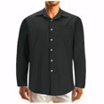 thumbnail image 1 of Birdeem Mens Fashion Casual Solid Color Buttons Pockets Long Sleeve Turndown Collar Blouse, 1 of 5