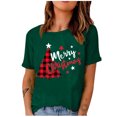 thumbnail image 1 of Fashion Woman Solid Christmas Round-Neck Short Sleeve T-Shirt Printing Loose Blouse Tops, 1 of 1