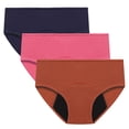 thumbnail image 1 of Heavy Flow Period Underwear for Women Mid Rise Menstrual Panties Postpartum Easy Clean Teens Brief 3 Pack, 1 of 8