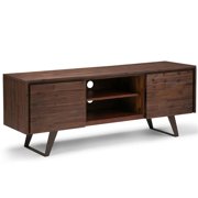 Simpli Home Lowry 63" TV Stand in Distressed Charcoal Brown