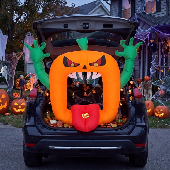 GOGRANT Arche de Citrouille d'Halloween Gonflable à DEL de 6 Pi – Décoration Extérieure pour Cour des Fêtes et Coffre Ou Friandise avec Souffleur, Polyester 210T, É.-U. L:180 cm