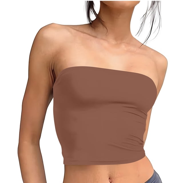 Timegard Womens Tube Tank Tops Sleeveless Strapless Crop Tops Basic Backless Top Going out Cute Summer Shirts