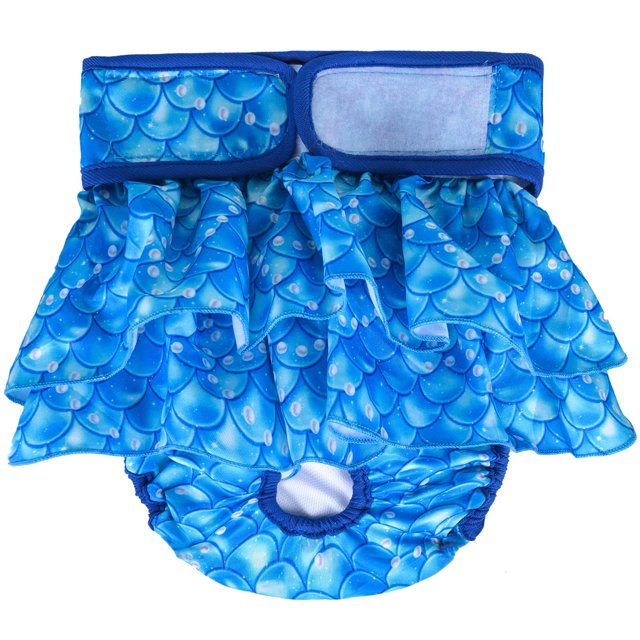 Washable Dog Diapers, Highly Absorbent Dog Diapers for Female Dogs, Dog Dresses for Dogs in Heat, Period, Incontinence, or Excitable Urination (X-Large, Blue Mermaid