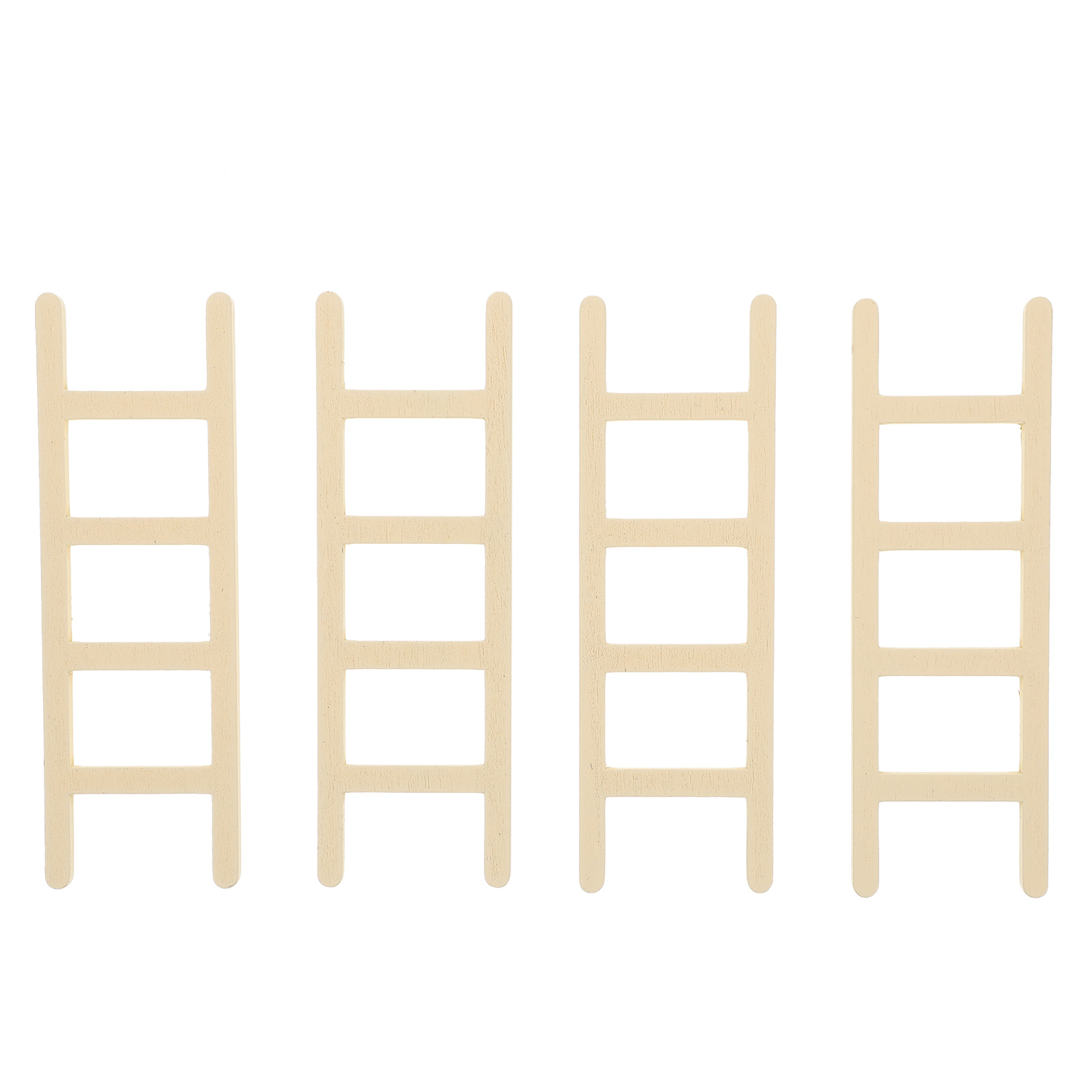 OUNONA 4Pcs Wooden Ladders Ladder Shape Light Brown Durable Design Model Decorations