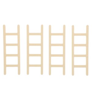 OUNONA 4Pcs Wooden Ladders Ladder Shape Light Brown Durable Design Model Decorations