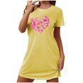 thumbnail image 1 of Mrat Chemises de Nuit pour Femmes Chemise de Nuit Courte Surdimensionnée pour Femmes Mode Imprimé sur la Poitrine Robe de Nuit à Manches Courtes P-87 Jaune TTG, 1 of 7