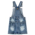thumbnail image 2 of KIDSCOOL SPACE Baby Little Girls Skirt,Ripped Soft Strechy Denim Girls Summer Overalls Dress,Light Blue,9-10 Years, 2 of 8