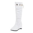 thumbnail image 2 of LSLJS Bottes à Talons Hauts pour Femmes Jusqu'aux Genoux, Bottes Chaudes Unies Jusqu'aux Genoux pour Femmes Bout Rond Bottillons à Lacets à Lacets Bottes à Talons Hauts Chaussures, Bottes Jusqu'aux Genoux pour Femmes, 2 of 7