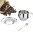 thumbnail image 4 of Insulated Coffee Cup Set-Double Walled Espresso Cups Latte Cappuccino Tea Cup with Saucer and Spoon 125Ml (Set of 4), 4 of 7