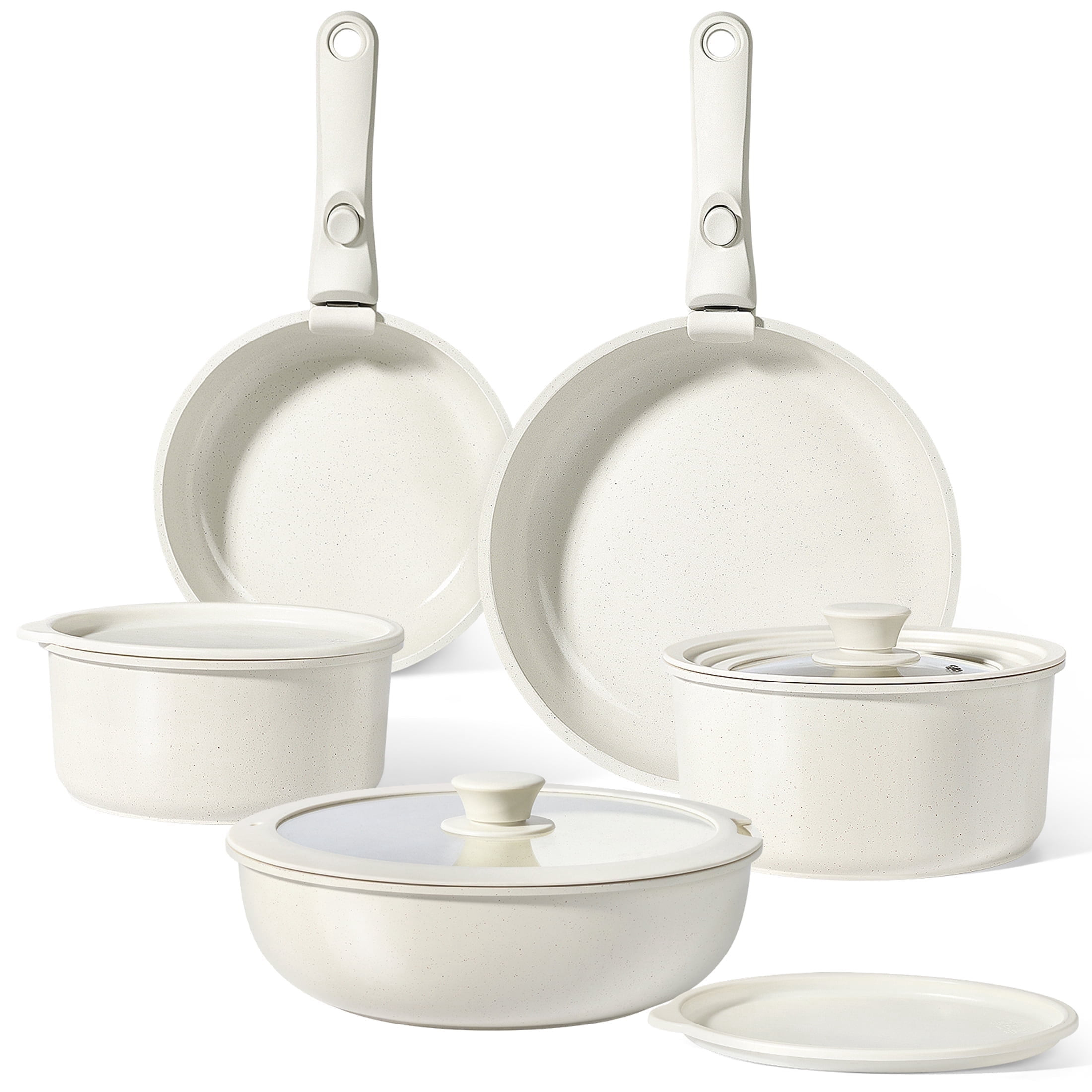 Gipp 11 Pcs Ceramic Nonstick Cookware Sets,Pots and Pans Set Non Stick with Removable Handle, Oven Safe to 500°F, Induction Cookware, Stackable RV Kitchen Cooking Set