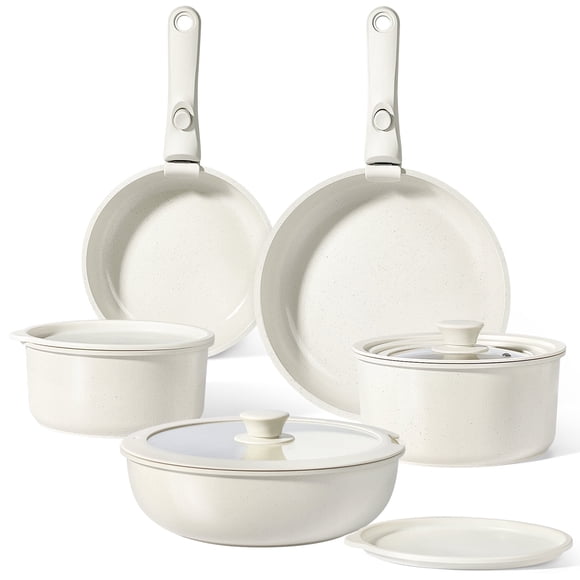 Gipp 11 Pcs Ceramic Nonstick Cookware Sets,Pots and Pans Set Non Stick with Removable Handle, Oven Safe to 500°F, Induction Cookware, Stackable RV Kitchen Cooking Set