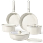 Gipp 11 Pcs Ceramic Nonstick Cookware Sets,Pots and Pans Set Non Stick with Removable Handle, Oven Safe to 500°F, Induction Cookware, Stackable RV Kitchen Cooking Set