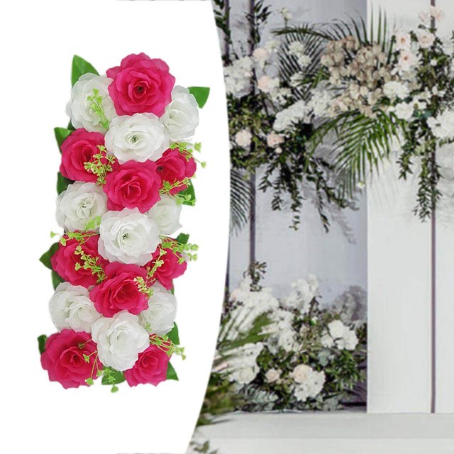pitrice Chemin de Table Panneau de Fleurs Roses pour Mariage Rose Rouge et Blanc