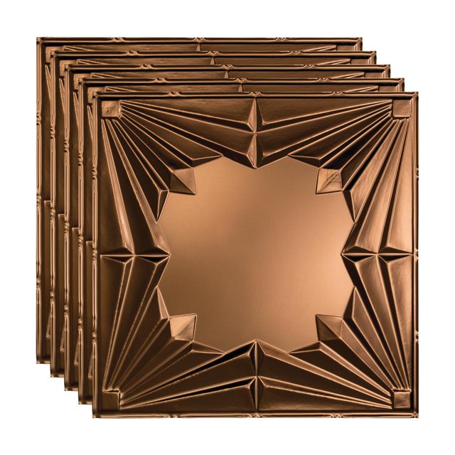 Fasade 2ft x 2ft Vinyl Ceiling Panels 5 Pack Oil Rubbed Bronze Water-Resistant