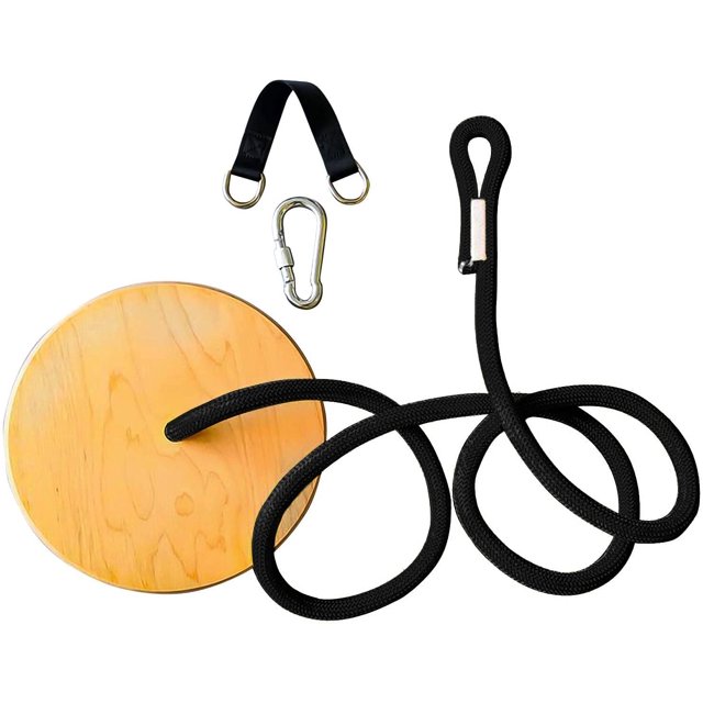 Wooden Round Swing Outdoor Disc Tree Swing High Strength Wooden Disc Outdoor Swing Round Swing Adjustable Swing Seat (L: 2m * R: 30cm)