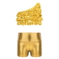 thumbnail image 2 of Oyolan Big Girls Gymnastic Workout Set 2PCS Crop Tops with Shorts 4-16 Years Sequins Dance Outfit Gold 6, 2 of 7