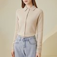 thumbnail image 2 of Ladies Early Autumn Solid Color German Velvet Lapel Cardigan Top for Daily Wear and Versatile Outfits, 2 of 8