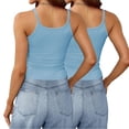thumbnail image 4 of Timegard Camisoles 2 Pcs pour Femmes Col Rond Côtelé Sans Manches Ajusté Court Haut Décontracté Sortie Camis, 4 of 6